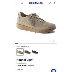 $200 NEW Birkenstock Honnef Light Low Suede Sandcastle Tan Leather Size 38 7 5